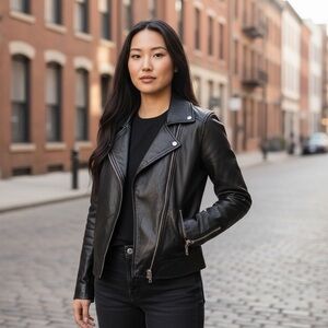 Mackage Kenya black lambskin leather biker jacket Sz xsmall